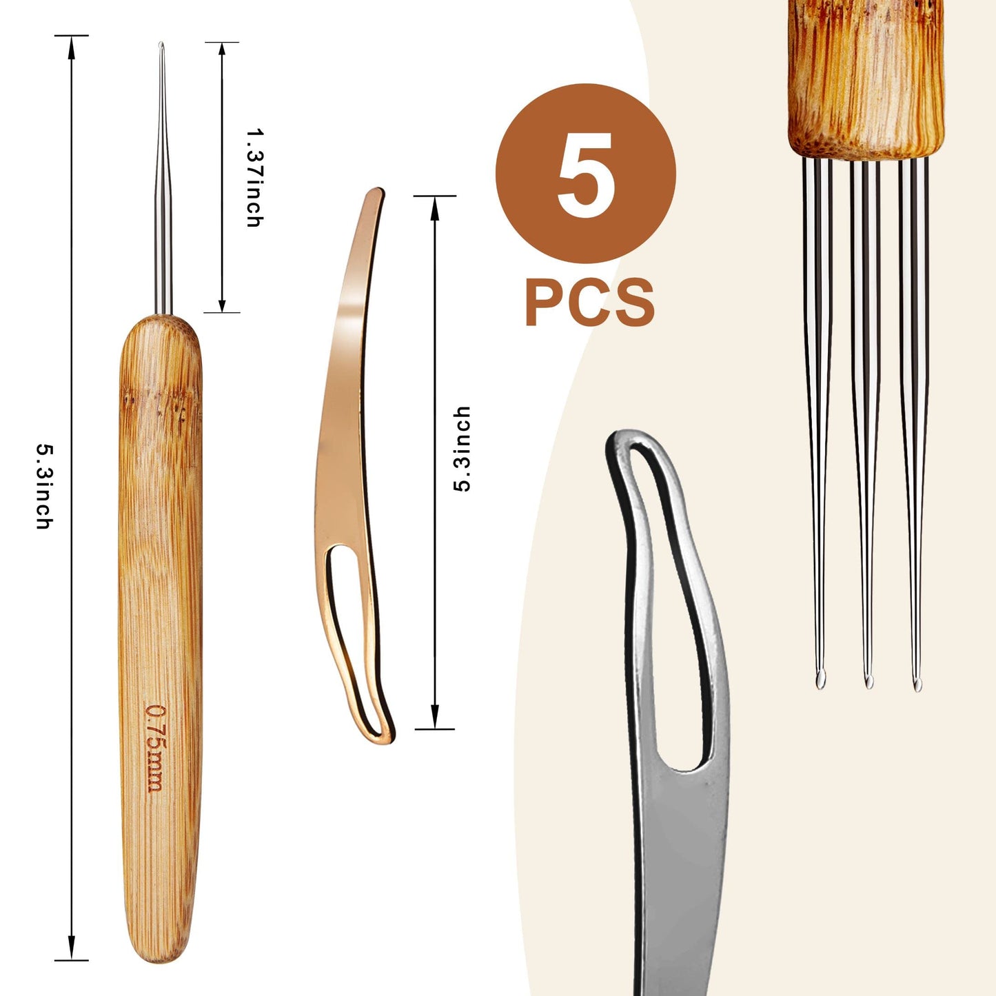 Dreadlock Crochet Hook for Hair, Loc Needle for Dreads, Dreadlocks Crochet Needle, Interlocking Tool for locs, Braid Craft(0.75mm)