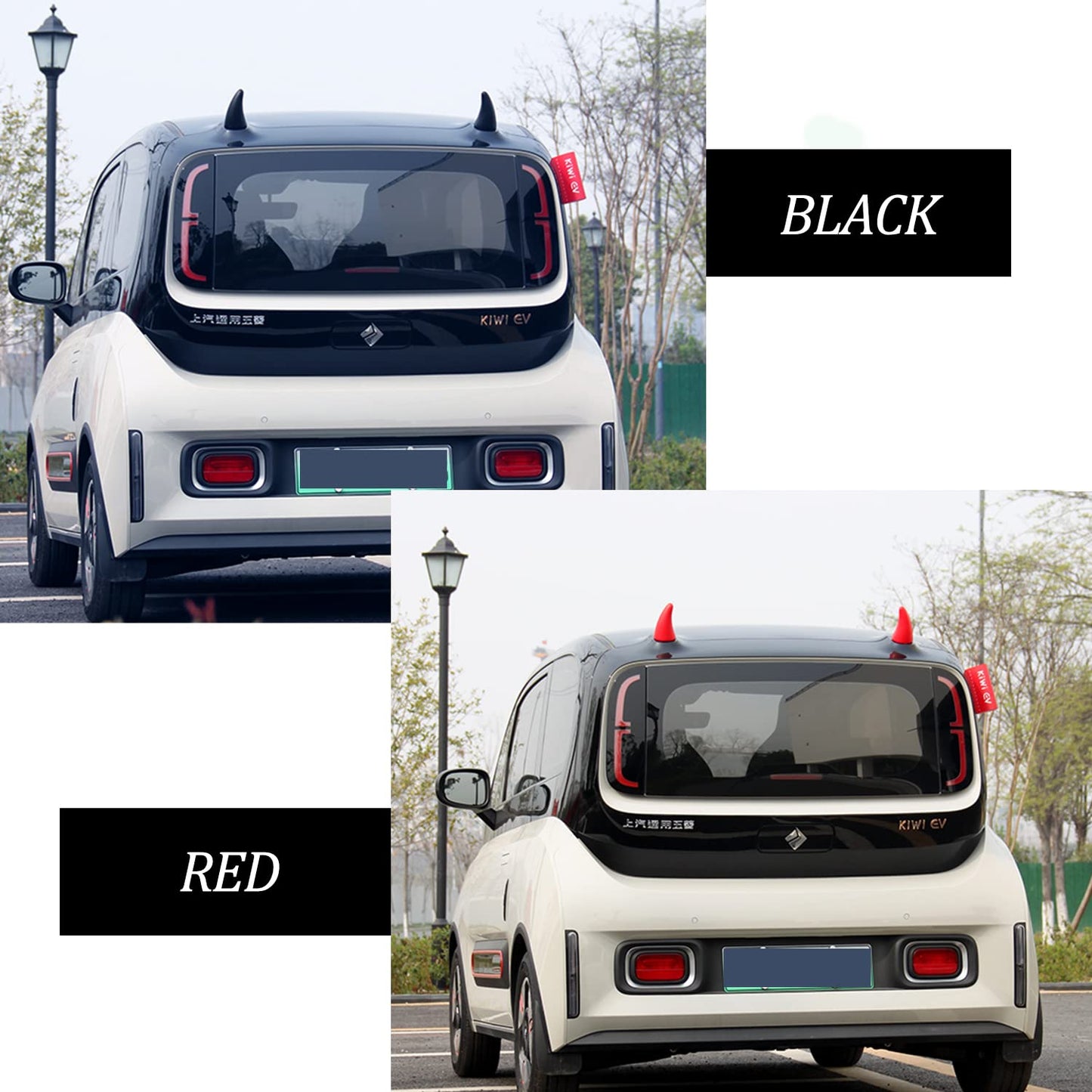 YGMONER Car 3D Devil Horns Sticker (Easy to Find Car in The Parking Lot) Halloween Car Roof Decor Elasticity Foam Bull Horns (Classic Red)