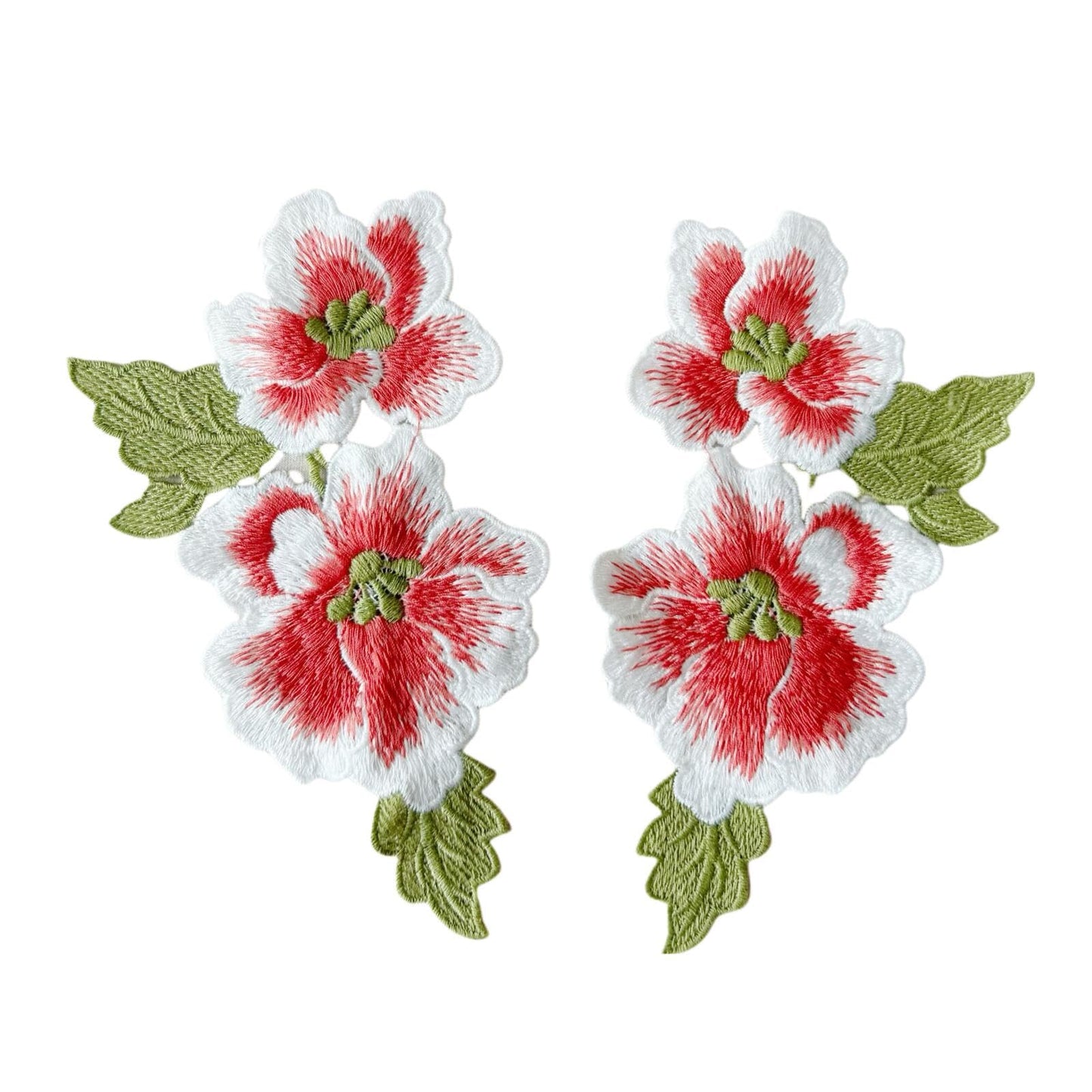 1 Pair Red Peony Sew on Patch, Flower Patches for DIY Clothing, Jeans,Sewing Crafts