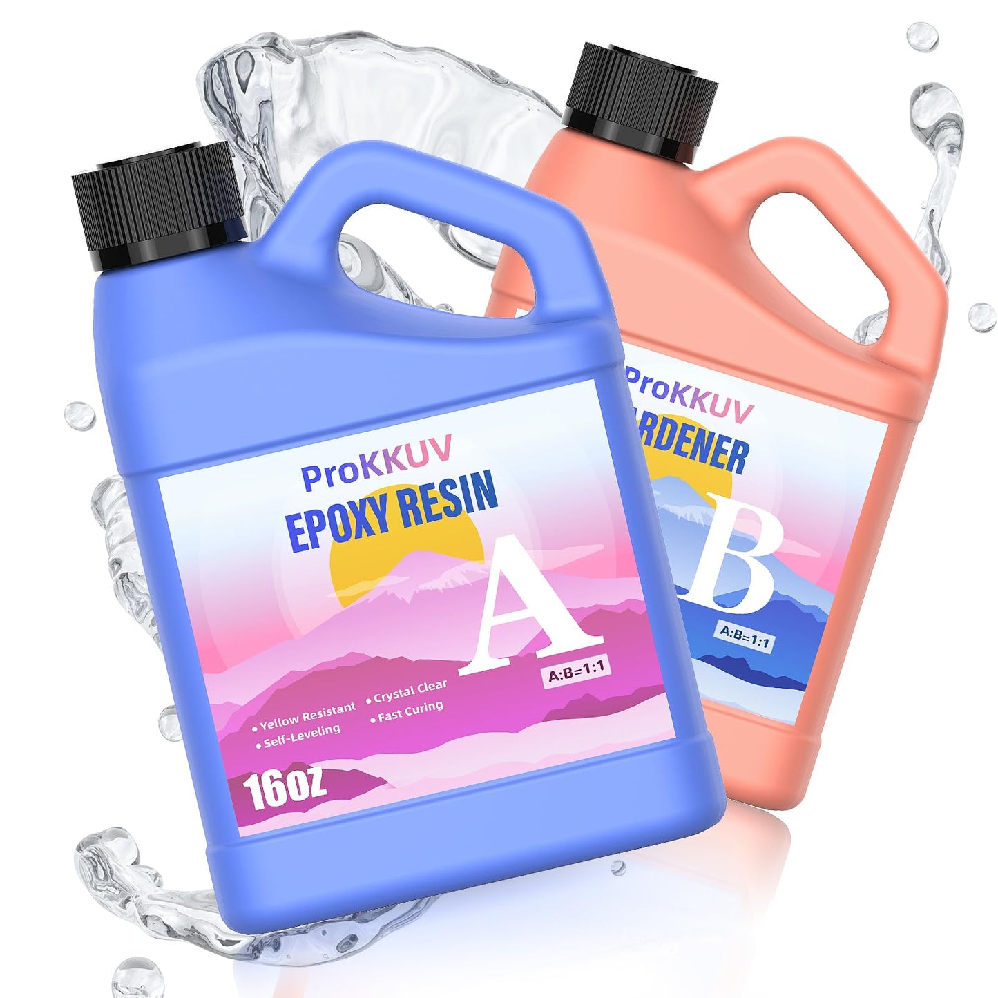 Epoxy Resin Kit, 32OZ Crystal Clear Resin Epoxy, Bubble Free, No Yellowing, UV Resistant, Food Safe, Easy Mix 1:1 for DIY Crafts Resin Jewelry Making(16OZ x 2)