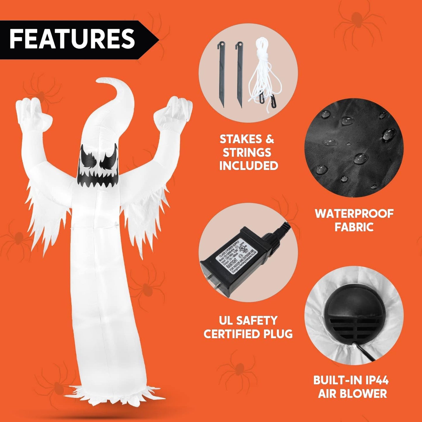 Joiedomi 12 FT Tall Halloween Inflatables Ghost Outdoor Decorations, Inflatable Yard Decorations, Blow Up Ghost Halloween Decor with Build-in LEDs for Scary Decor