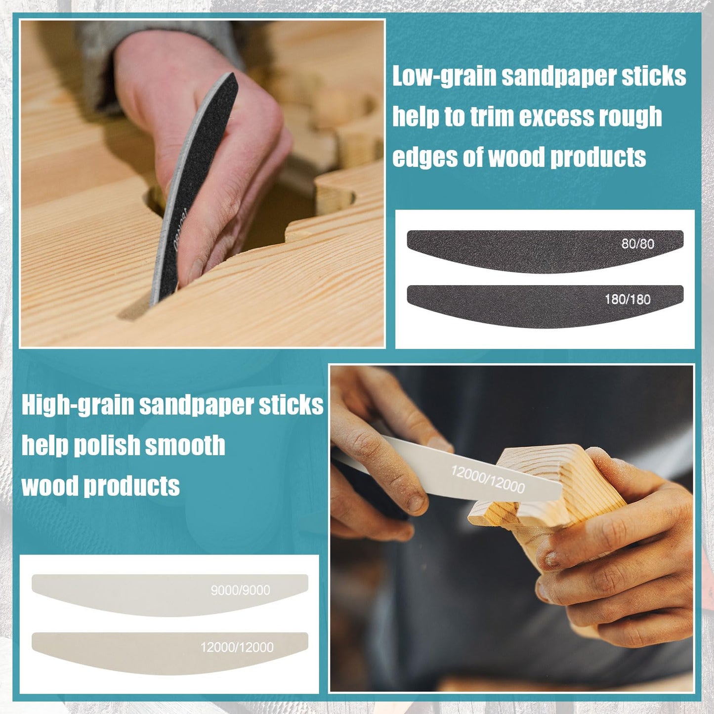 Honoson 20 Pcs Sanding Sticks for Plastic Models Polishing Sticks Assorted Metal and Wood Sanding Tools Accessory for Model Craft Amateur Beginner(Low Grits and High Grits,Moon Style)