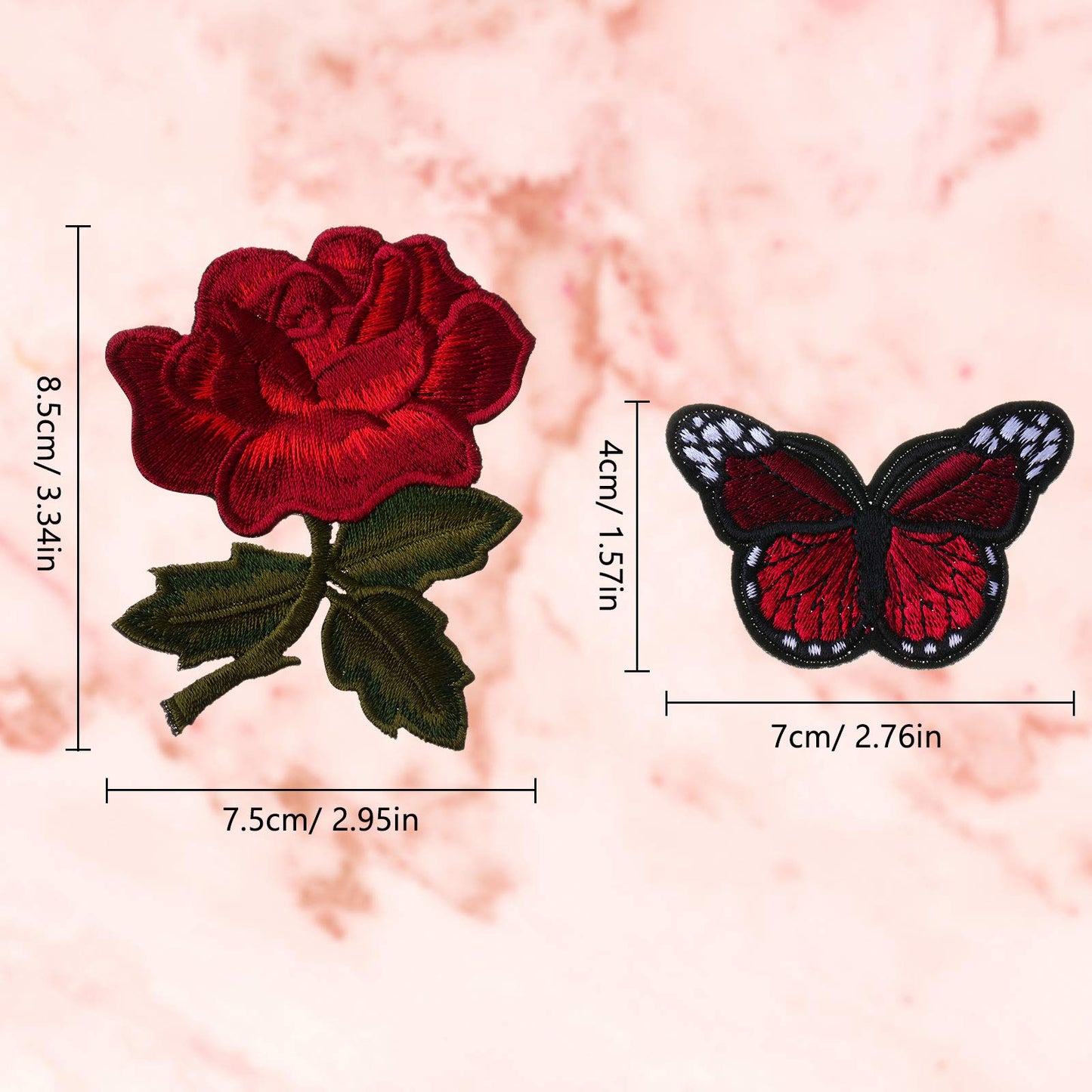 14 Pieces Embroidery Rose Flower Butterfly Iron on Applique Patches Sew on Butterfly Patch Rose Applique Patches for Jacket Jeans Clothes Hats Shoes Bags