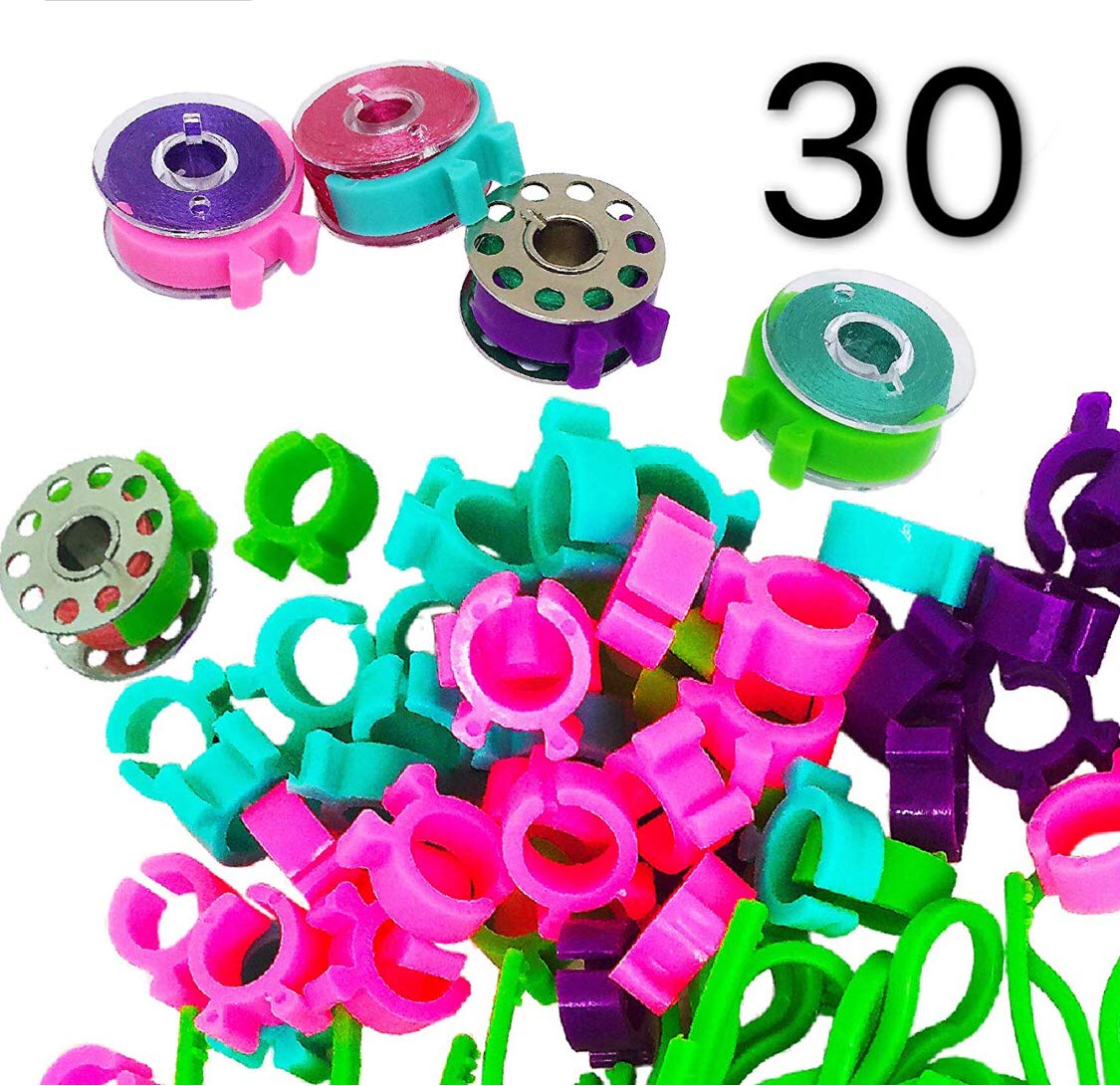 30 Piece Bobbin Holder Set for Sewing Machines - Bobbin Clamps for Organizing Threads and Avoiding Tangles