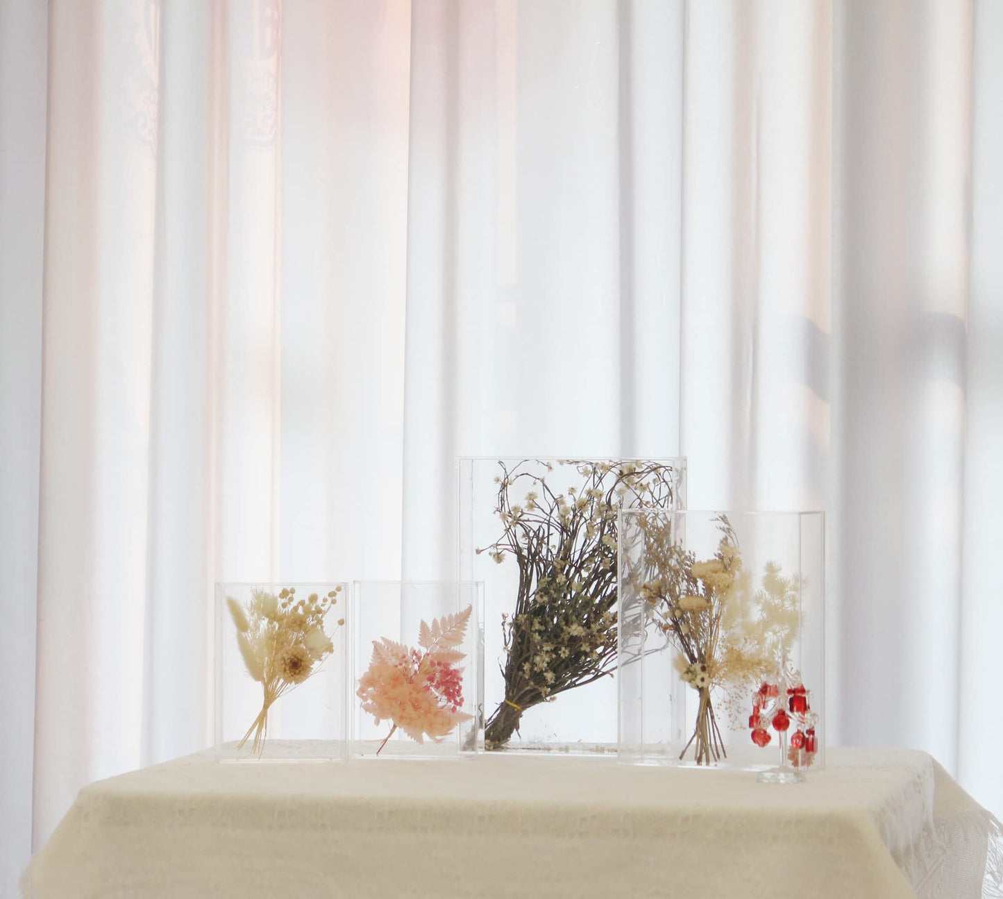 MarccTipton 6x8 Shadow Box Frame, Acrylic Photo Picture Frame, DIY Tabletop Display Case, All Clear Memory Box for Dried Flowers/Kids Room/Birthday/Wedding/Party/Shop Decor (1.1” Interior Depth)