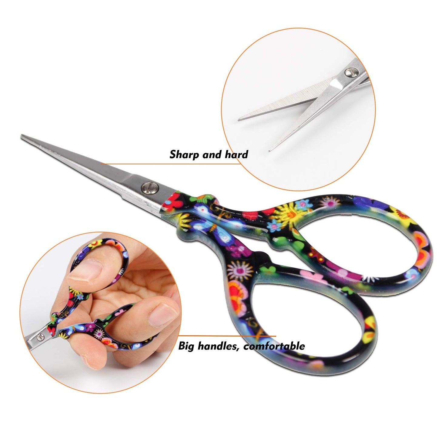 Hisuper Sewing scissors sharp Embroidery Crafting Threading Scissors with Leather Scissors Cover for Needlework Craft Art Work Manual Handicraft DIY Tool