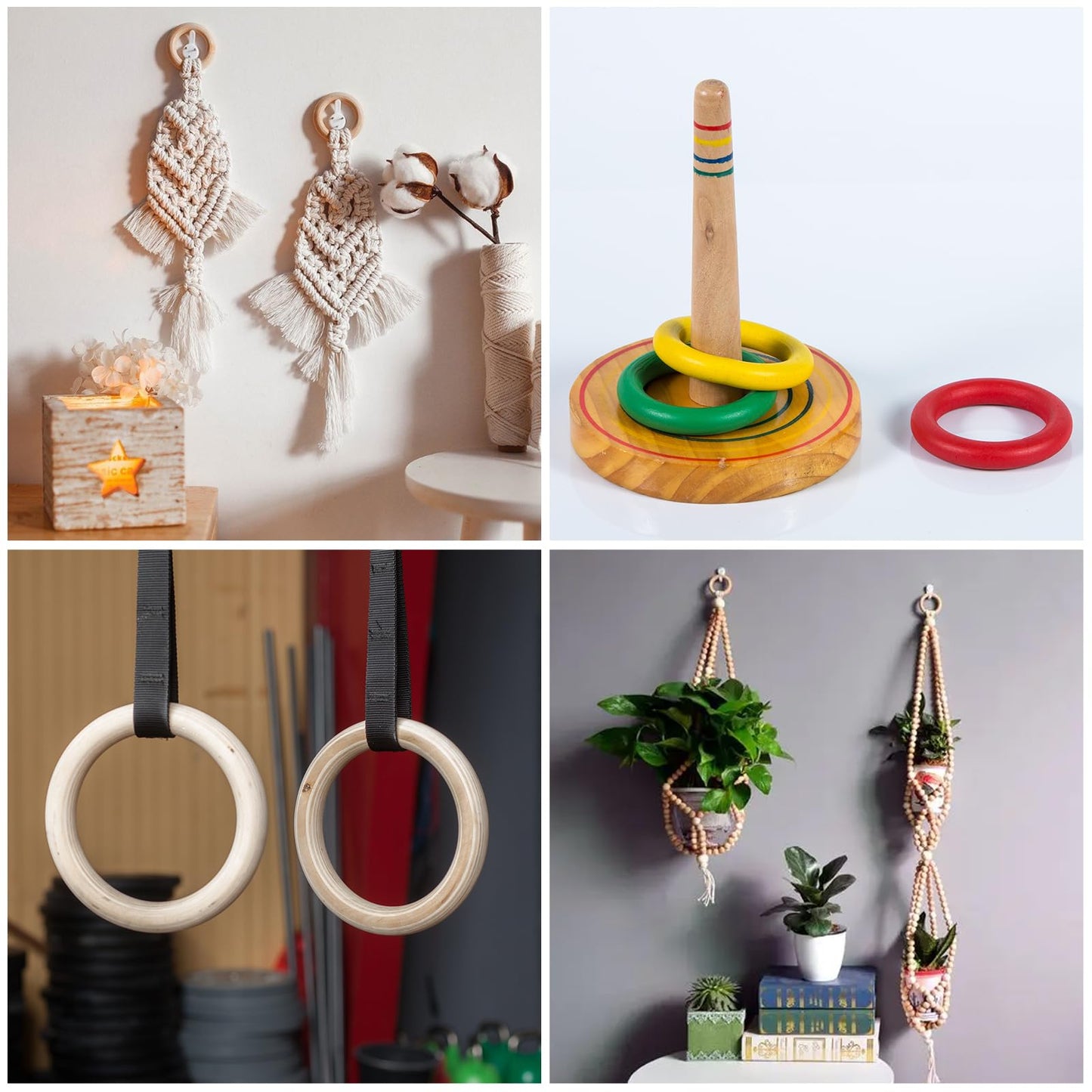 50 PCS 50mm Unfinished Wooden Rings for Craft, Nature Solid Wood Rings for DIY Crafts Without Paint, Macrame Wooden Rings for Ring Pendant and Connectors Jewelry Making