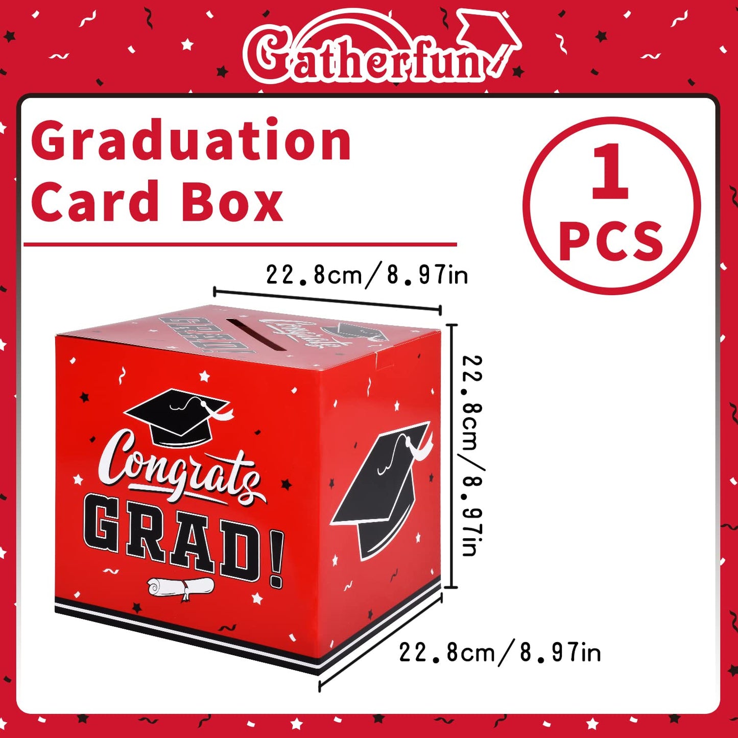 Gatherfun Graduation Decorations 2026 Grad Card Box for Gift Graduation Party Favors Decor Party Supplies Red
