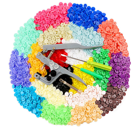 400 Sets Snap Buttons with Snap Pliers T5 Plastic Snaps No-Sew Buttons Fastener Setter for Clothing Diapers Bibs Rain Coat Crafting