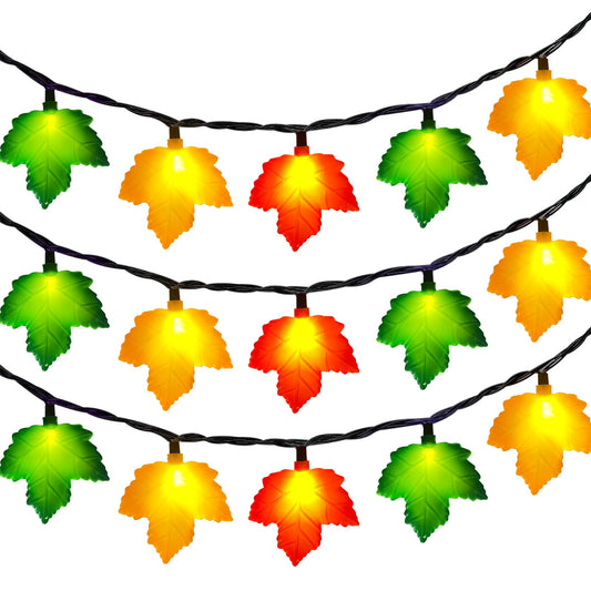 Fall Decorations Maple Leaf Lights, 8.5Ft Thanksgiving Decorations String Lights Outdoor with 10 LED Multicolor Maple Leaves Light, Plug in Fall Leaf Fairy Lights for Home Garland Window Harvest Party