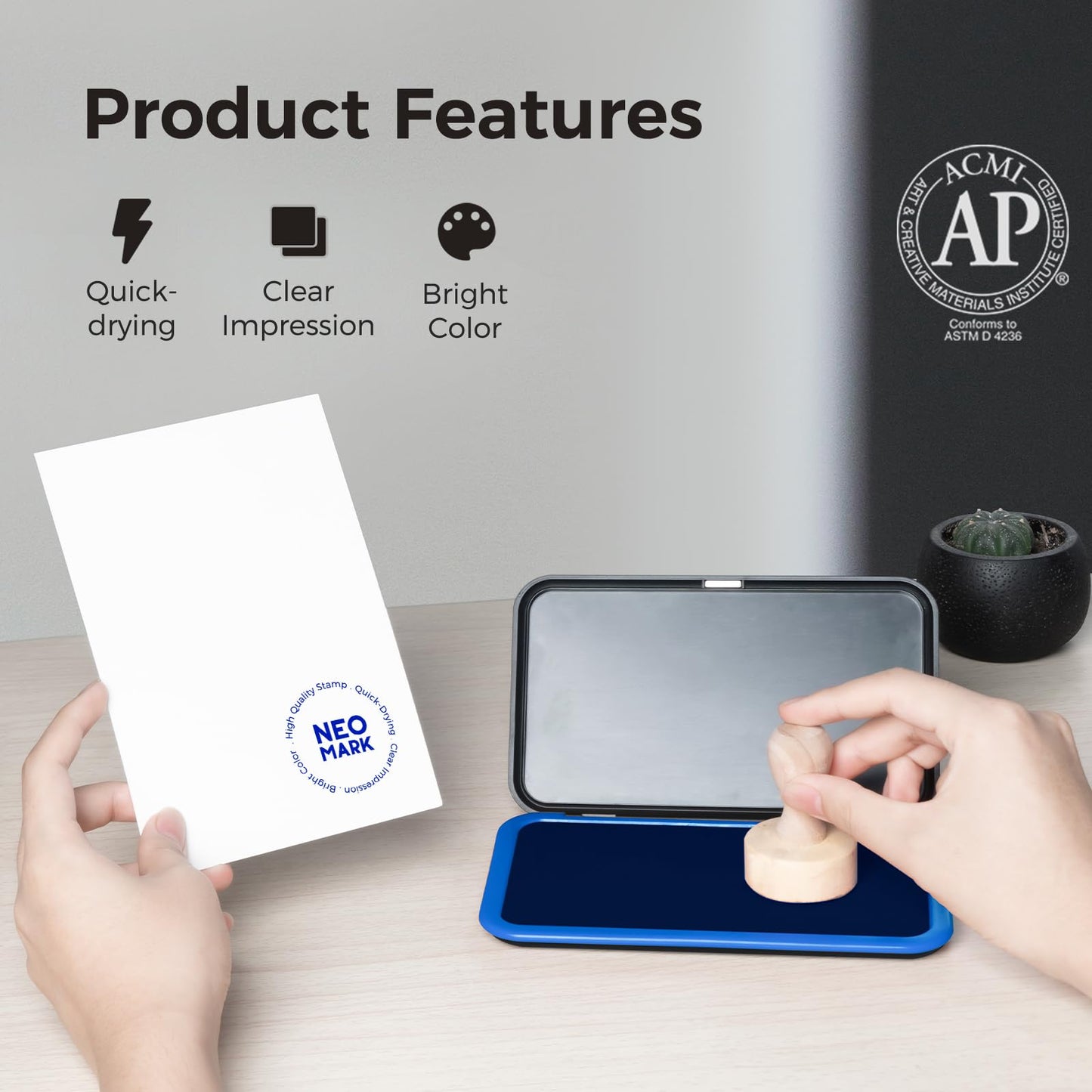 NEO MARK Premium Stamp Ink, Quick-Drying and AP-Certified Non-Toxic Refill Ink for Self-Inking Stamps, Date Stamps and Stamp Pads(Blue, 1oz)