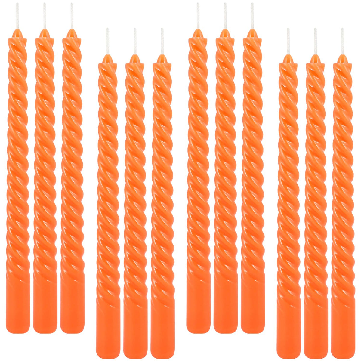 TLNFHRPI 12Pack 10 Inch Orange Spiral Taper Candles