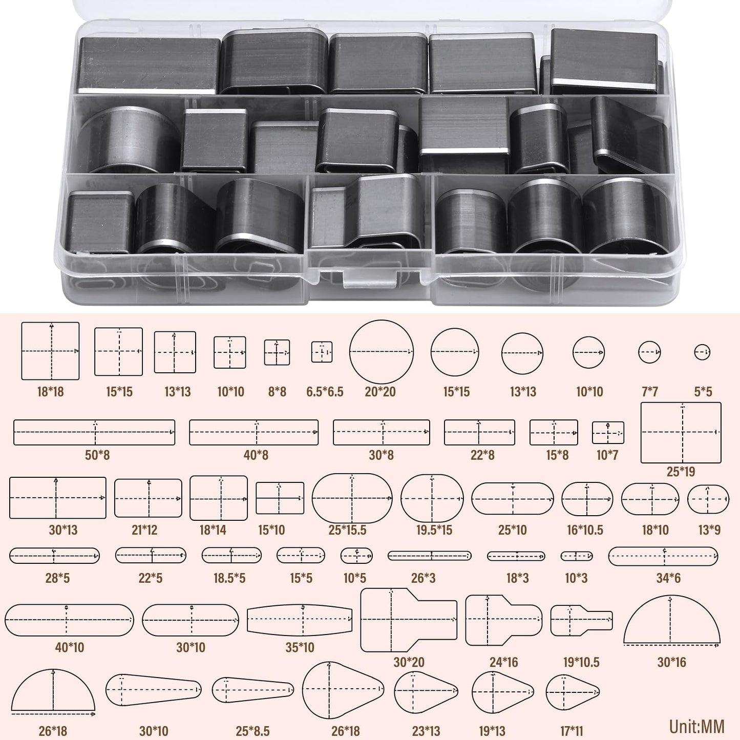52 Shape Style Leather Hole Punch Tool, Multiple Shapes Leather Cutting Dies, Hollow Punch Cutter Tool for Belts, Punch Tool Set Hole Punch Cutter for Handmade DIY Crafts