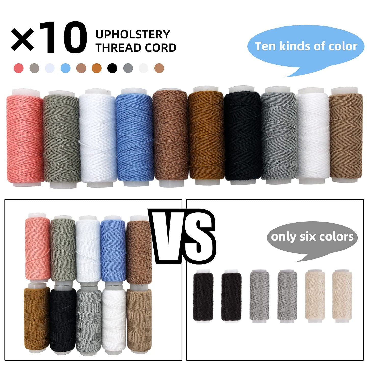 PLANTIONAL Upholstery Repair Sewing Kit: 47 Pieces Heavy Duty Sewing Kit with Sewing Awl, Seam Ripper, Leather Hand Sewing Stitching Needles, Sewing Thread for Car, Sofa, Backpack, Shoe, Craft DIY