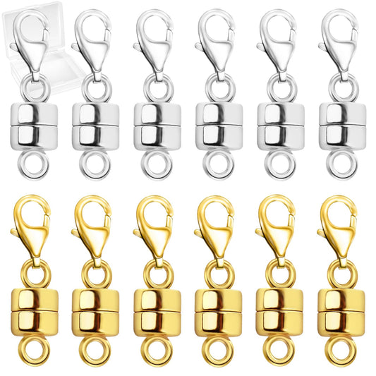 Magnetic Necklace Clasps with Lobster Clasp,14K Gold and Silver Magnetic Jewelry Clasps for Necklaces Extender Magnetic Clasp Bracelet Closures