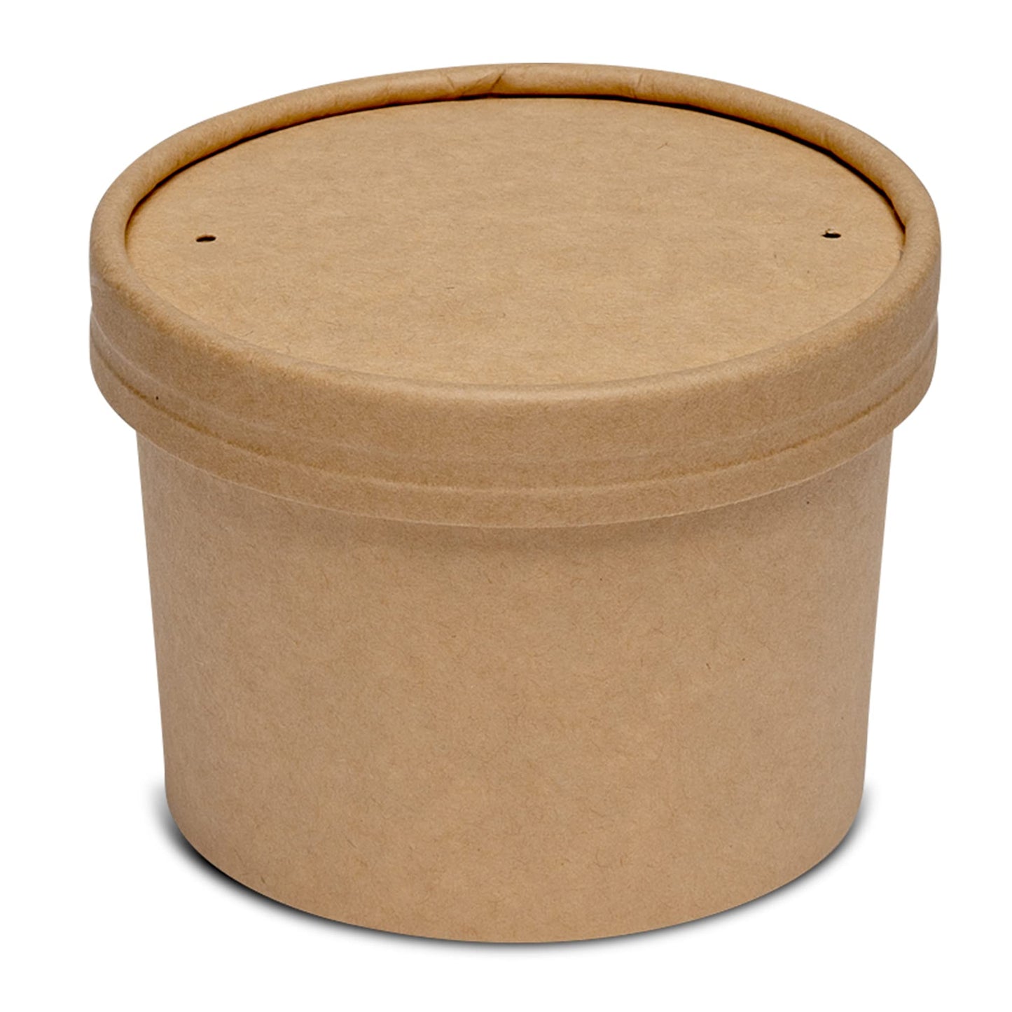 [12 oz. - 25 Count Kraft Paper Food Containers with Vented Lids - To Go Hot Soup Bowls, Disposable Ice Cream Cups, Ideal for Hot and Cold Foods - (Formerly Comfy Package)