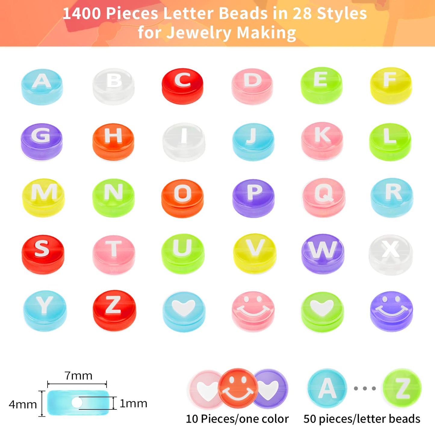 1400 Pieces Letter Beads for Friendship Bracelets Making Kit, 28 Styles Assortment Jewelry Making Supplies Alphabet Beads Set with Cases Preppy Crafts Gifts