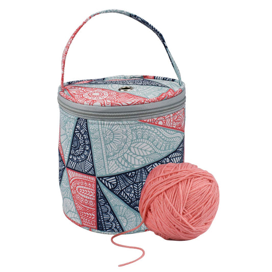 Coopay Small Yarn Storage Bag, Mini Knitting Bag Yarns Drum Case for Carry Yarn Ball, Crochet Kits, Knitting Supplies and Sewing Accessories, for Beginner, Crocheter and Crafter, Blue