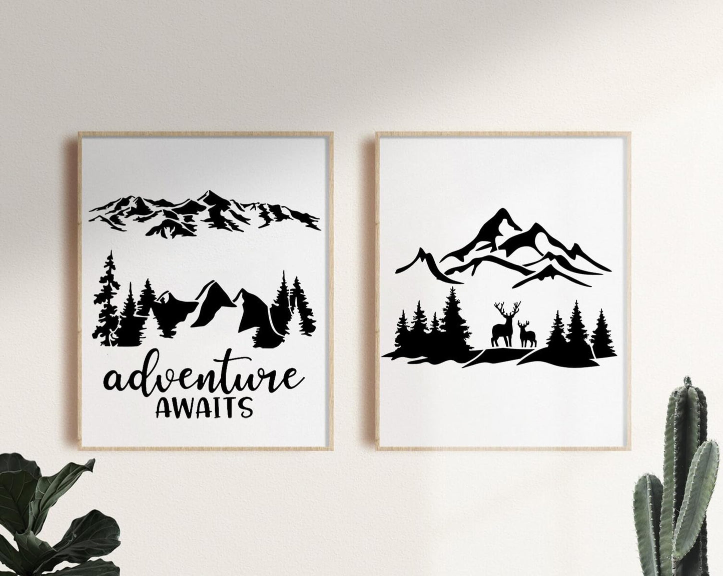 Mountain Stencils for Painting Forest Tree Stencil Animal Wood Burning Stencils and Patterns Reusable Drawing Templates for Fabric Furniture Wall DIY Crafts