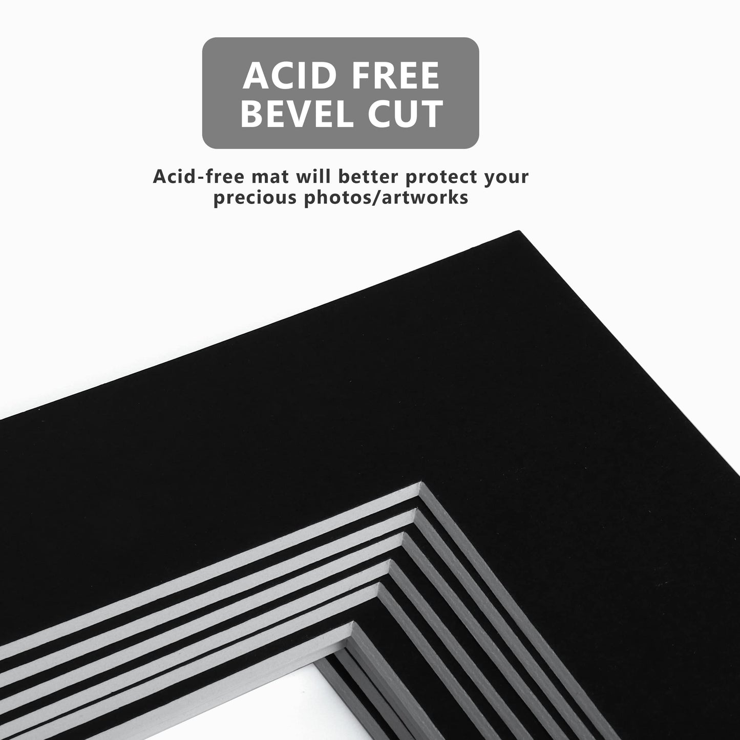 10 Pack Pre-Cut 11 x 14 Black Picture Mats for 8.5x11 Photos - White Core Bevel Cut Frame Matte, Acid Free, Ideal for Frames/Artwork/Prints