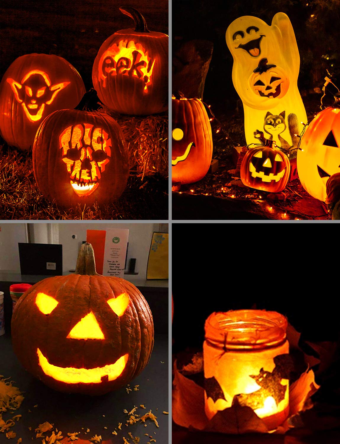 Luditek 2-Pack Halloween LED Pumpkin Lights with Remote and Timer, Battery Operated Orange Jack-O-Lantern Light for Halloween Decor, Flameless Candles for Pumpkin Decorations