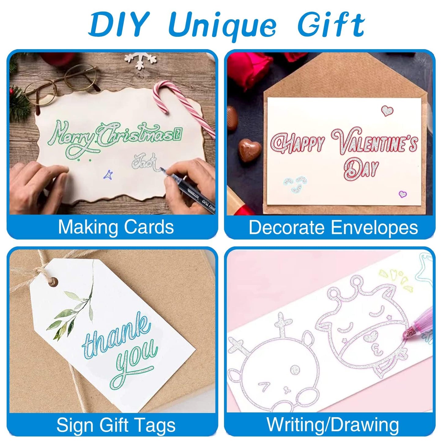 Markers Outline Glitter Gel Pens: 12 Christmas Stocking Stuffers Teenage Tween Teen Girl Gifts Trendy Stuff Cute Arts Crafts Art Supplies Kids Ages 4 6 7 8 9 10 14 16 18 Year Old