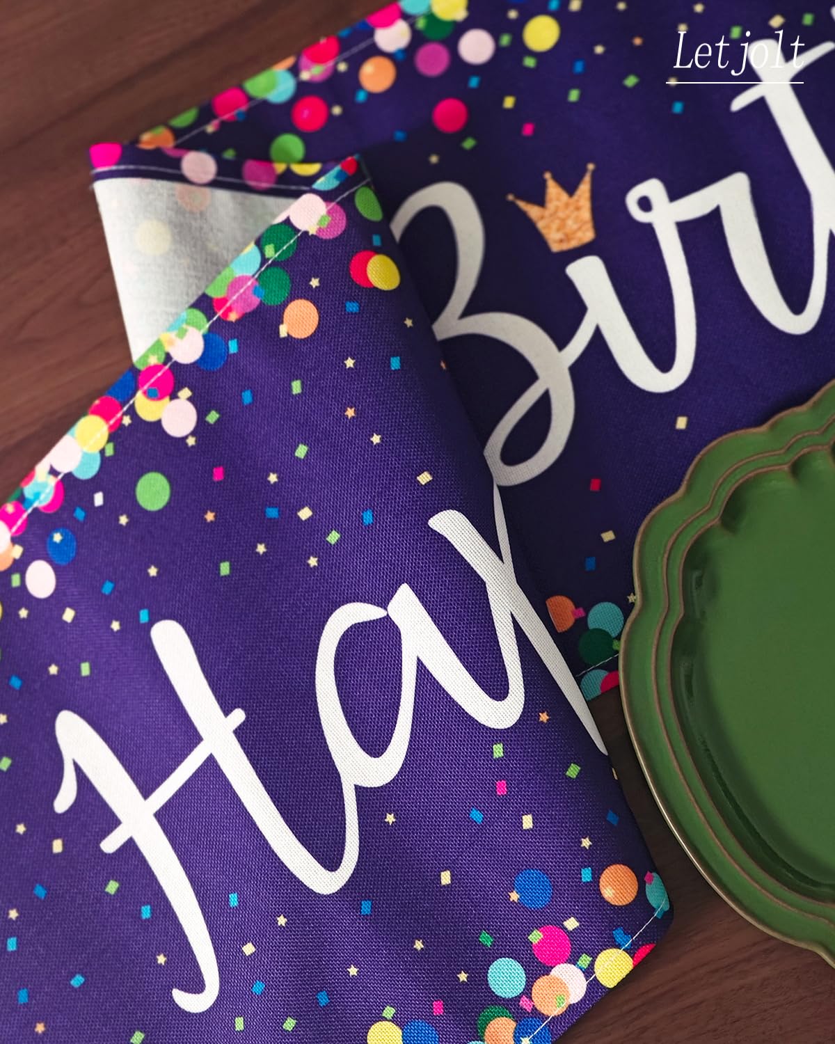 Letjolt Happy Birthday Table Runner Purple Table Runner Celebrate Birthday Party Table Runner 72 Inches, Purple