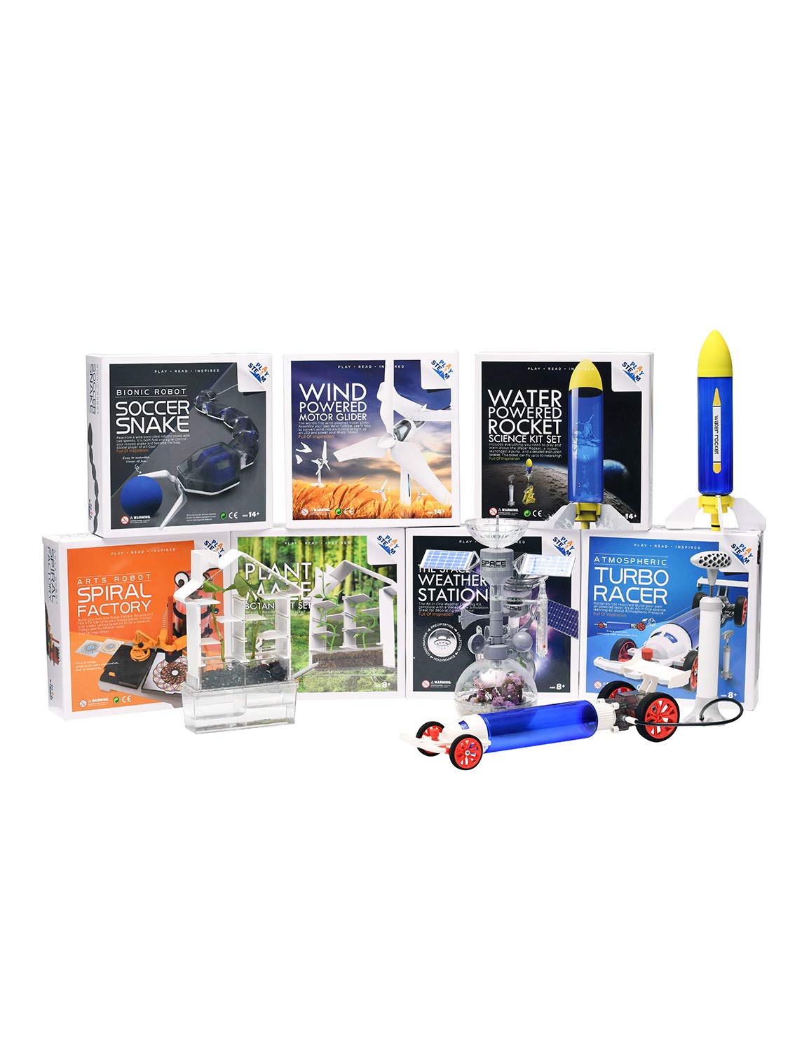 PLAYSTEM Outdoor Water Powered Rocket Physics Learning Set-with Tail, Body and Pump DIY Rocket Science Experiment Kit- Space STEM Outdoor Toys Gift for Kids,Teens, Boys & Girls