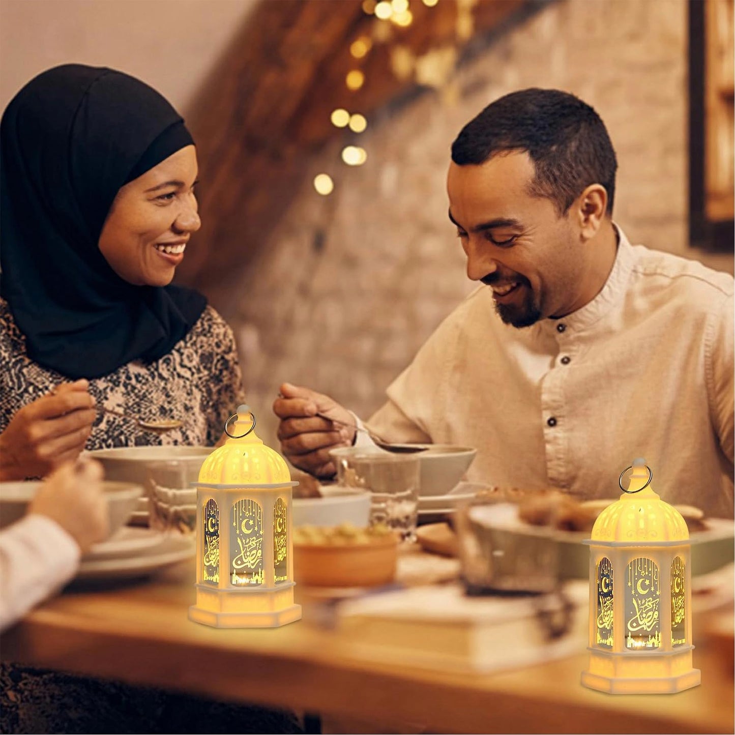Ramadan Lantern Lights 2 Pack, Ramadan Decorations, Eid Decorations for Home, Mini Ramadan Lights, Eid Mubarak Decorations, Ramadan Eid Gifts, Ramadan Decorations for Home Party Table Windows