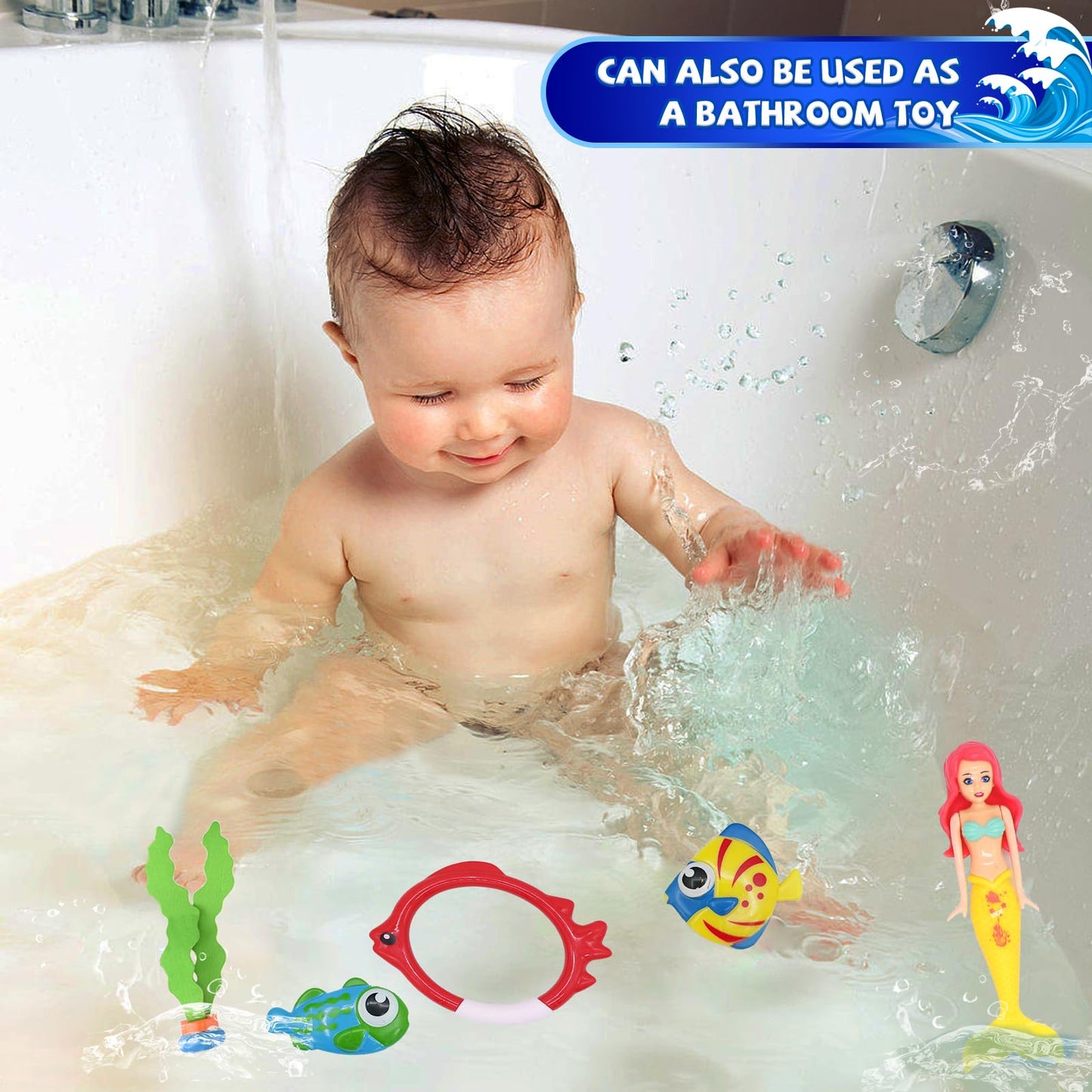 JOINBO 18 Pcs Diving Pool Toys for Kids Ages 3-12 Set with Storage Bag,Pool Games Summer Swim Water Sinking Mermaid Toys