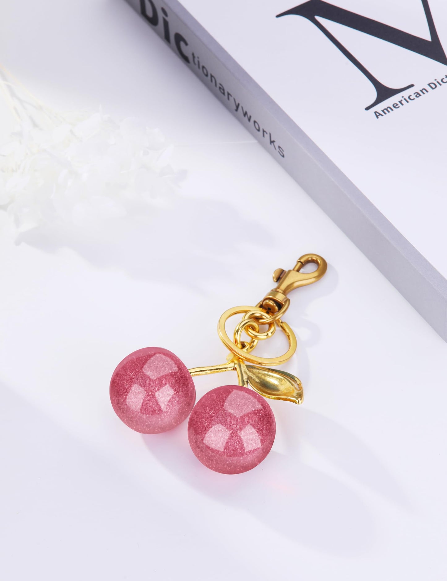 OVRUNS Cherry Bag Charm Cute Cherry Accessories Sparkling Purse Keychian Charms for Women
