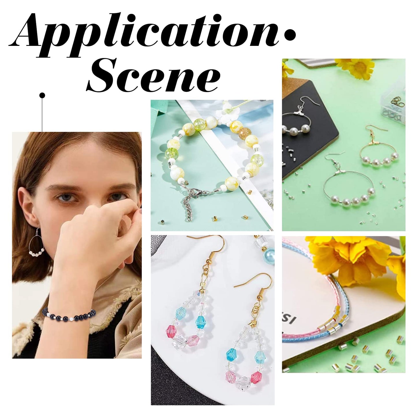 PH PandaHall Crimp Tube Beads, 3000 Pcs 1.5mm 2mm 2.5mm Brass Tube Crimp End Spacer Beads Cord End Caps Loose Stopper Beads for Earring Necklace Pendant DIY Jewelry Gift Making, Silver