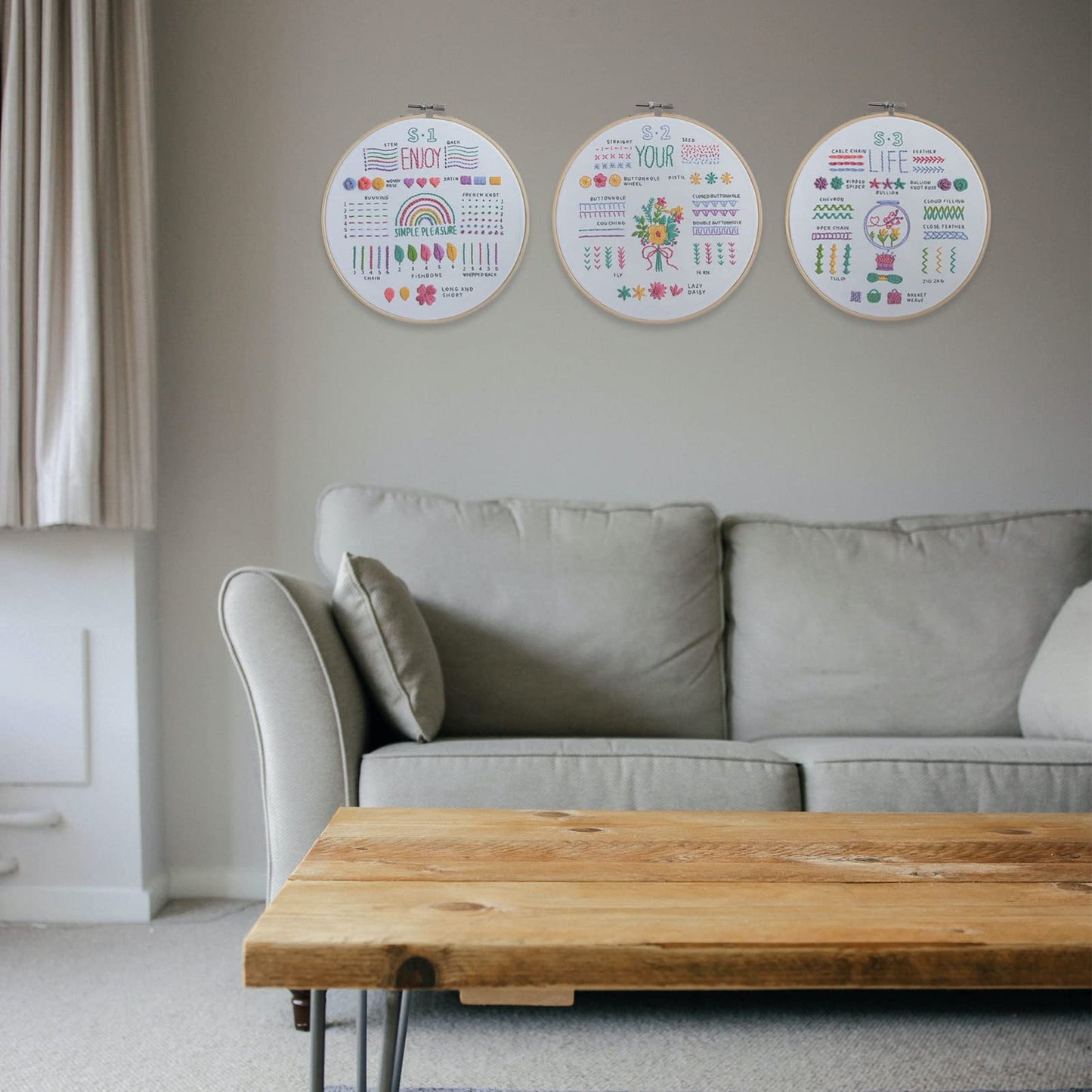 ETSPIL 3 Pack Embroidery Kit for Beginners and Adults,Learn 33 Stitches with DIY Stamped Flower Patterns – Includes Hoop, Color Threads, Tools, and Step-by-Step Instructions with Video Tutorials