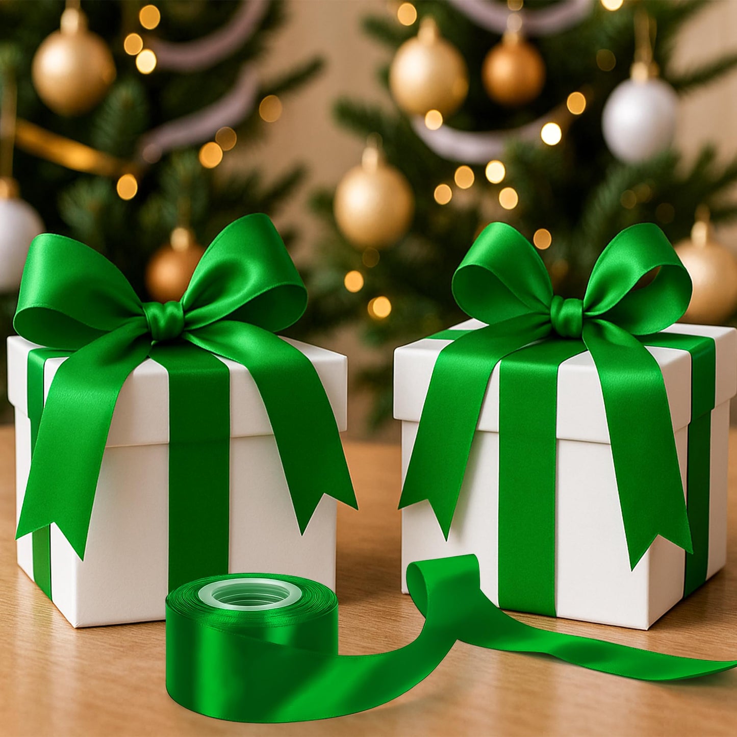 1 1/2 Inch Green Ribbon, 30 Yards Green Ribbon for Gift Wrapping for St. Patrick's Day Party Favors, Polyester Christmas Ribbon for Christmas Decorations Wrapping Bouquet Floral Arrangements