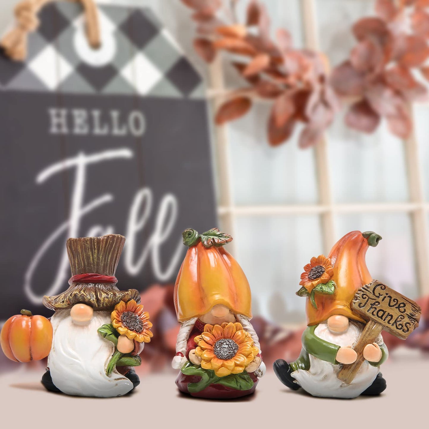 3pcs Fall Thanksgiving Pumpkin Gnomes Decorations Handmade Swedish Tomte Elf for Fall Decor Gift - Thanksgiving Party Home Gnomes Decor - Autumn Gifts