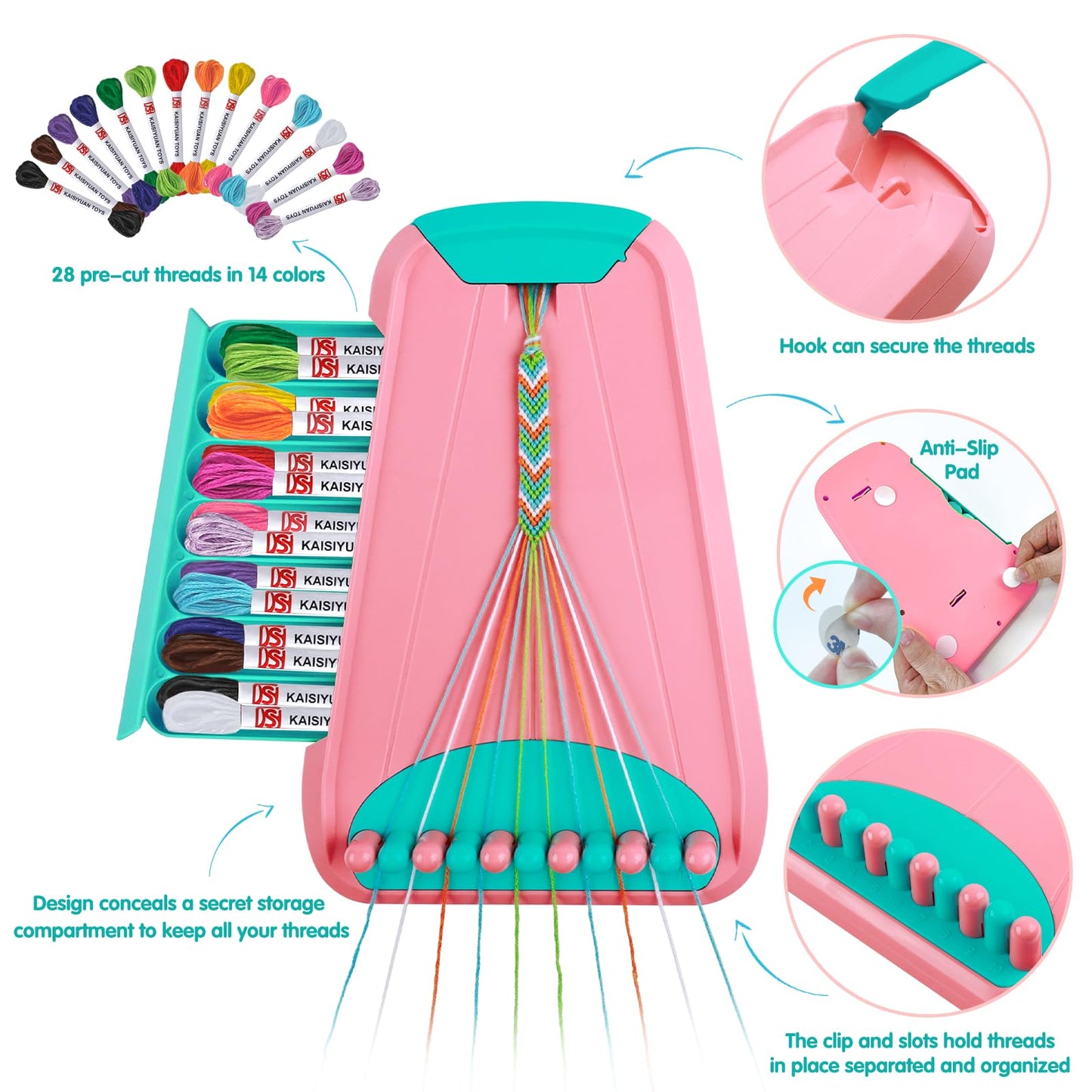 Friendship Bracelet Making Kit for Girls Ages 8-12, Kids Jewelry Making Kit with 28 Pre-Cut Threads and Letter Beads, Arts and Crafts for Kids, Birthday Easter Gifts for 6 7 8 9 10 11 12 Year Old