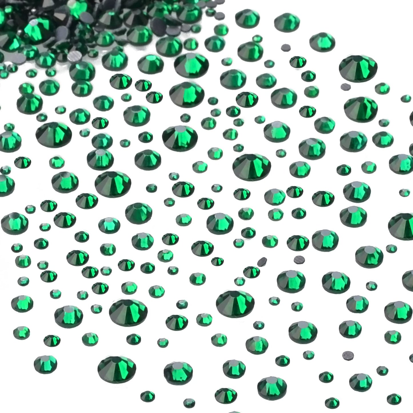 7000pcs+ Flatback Glass Hotfix Iron On Rhinestones Crystal for DIY Making with 1 Tweezer & 1 Picking Pen for Shoes, Clothes, Face Art, Bags, Manicure (Emerald, 5-Sizes)
