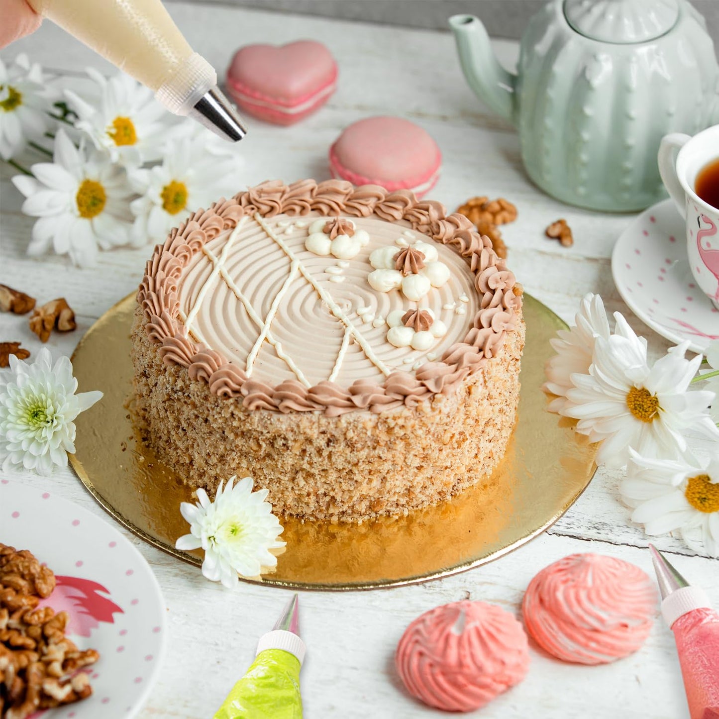 JAYVAR 7Pcs Round Hole Russian Piping Nozzles Set，Stainless Steel Pastry Tips, Graduated Sizes，Nozzles Tips Piping Set For Pastry Fondant，Cake Decorating Supplies Baking Set Tools