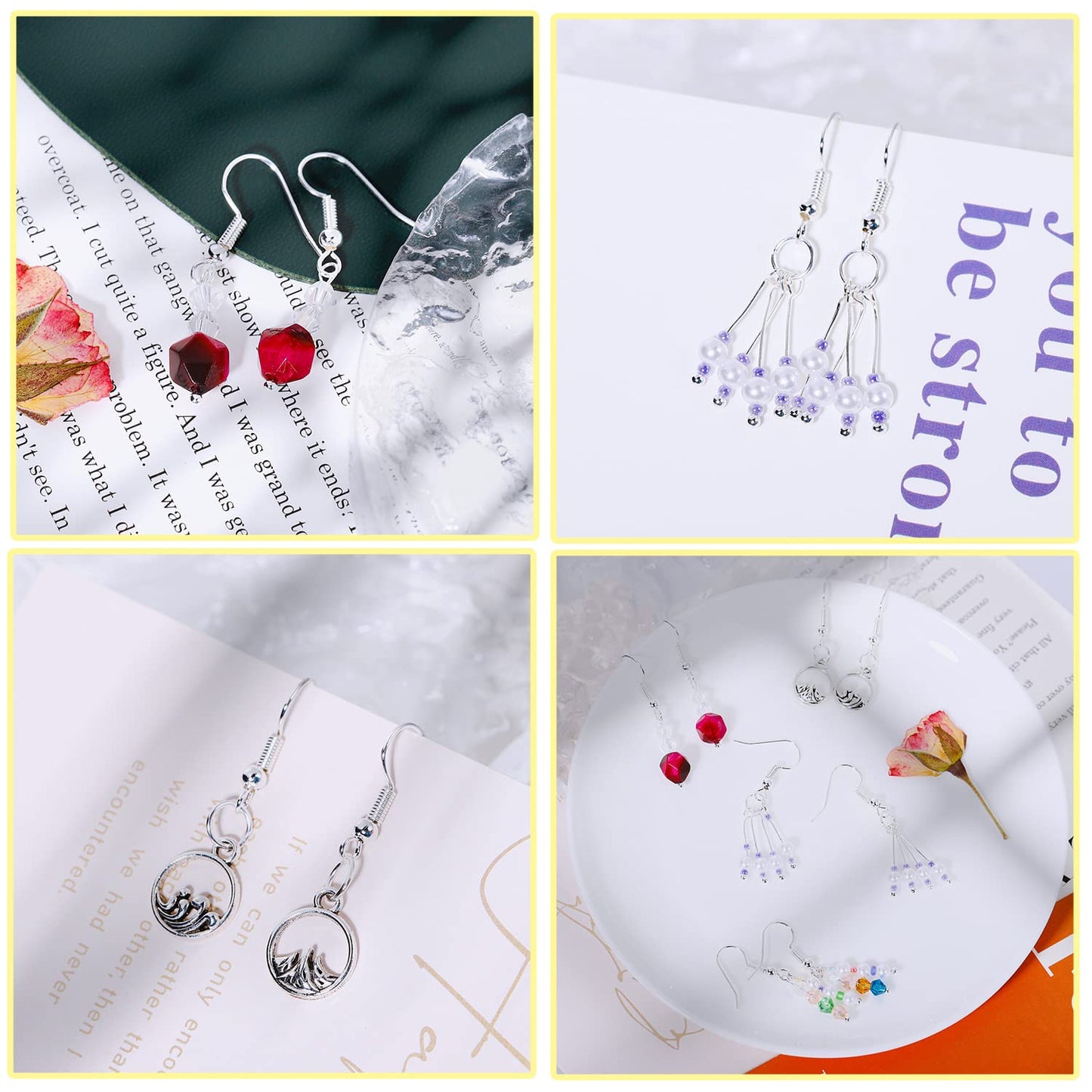 600Pcs Hypoallergenic Earring Hooks, Silver Earring Making Kit, Supplies with Earring Backs and Jump Rings for Jewelry Making (Silver)