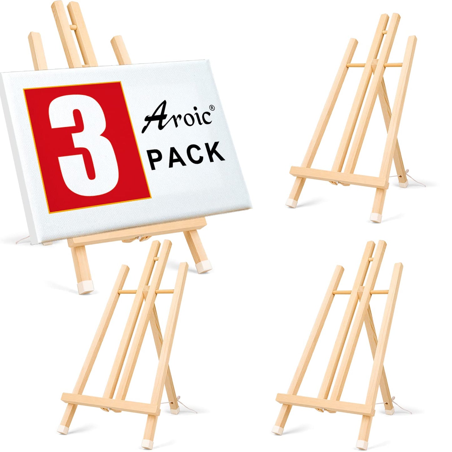 3 Pack 15 Inch Wood Easels, Easel Stand for Painting Canvases, Art, and Crafts, Tripod, Painting Party Easel, Kids Student Tabletop Easels for Painting, Portable Canvas Photo Picture Sign Holder