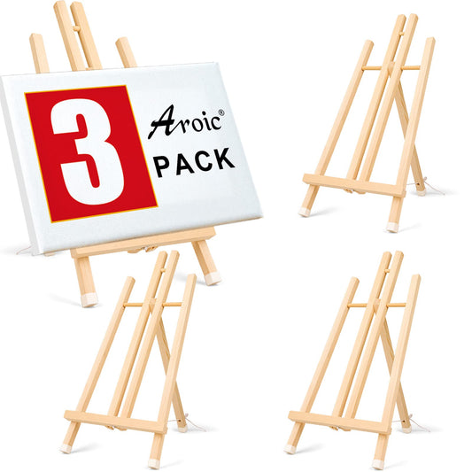 3 Pack 15 Inch Wood Easels, Easel Stand for Painting Canvases, Art, and Crafts, Tripod, Painting Party Easel, Kids Student Tabletop Easels for Painting, Portable Canvas Photo Picture Sign Holder