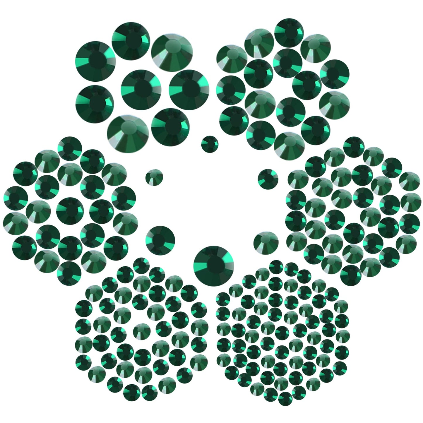 7000pcs+ Flatback Glass Hotfix Iron On Rhinestones Crystal for DIY Making with 1 Tweezer & 1 Picking Pen for Shoes, Clothes, Face Art, Bags, Manicure (Emerald, 5-Sizes)