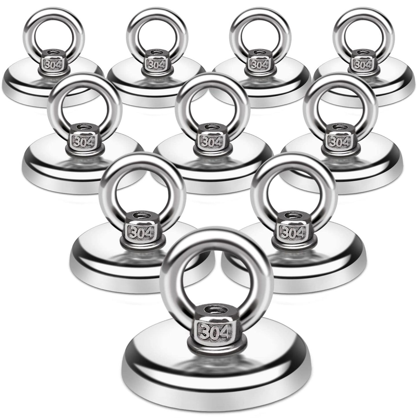 E BAVITE Magnetic Hooks, 100 LB（45KG） Heavy Duty Magnetic Hooks with Countersunk Hole Eyebolt, Perfect for Home, Kitchen, Workplace, Office and Garage, Pack of 10