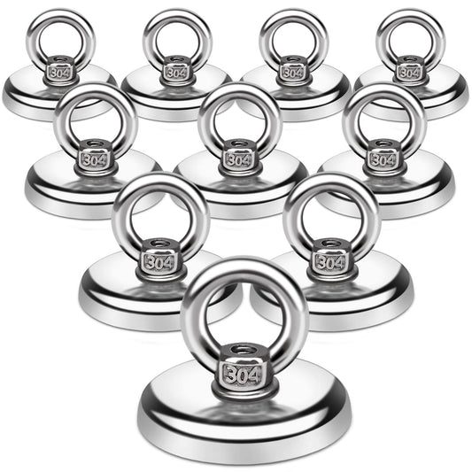 E BAVITE Magnetic Hooks, 100 LB（45KG） Heavy Duty Magnetic Hooks with Countersunk Hole Eyebolt, Perfect for Home, Kitchen, Workplace, Office and Garage, Pack of 10