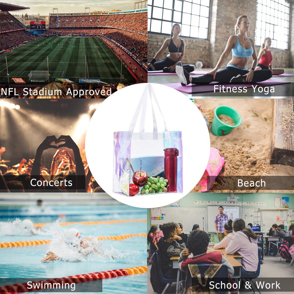 Edraco Clear Tote Bag, 2-Pack Stadium Approved Hologram Clear Bag, Great for Sports Games, Work, Security Travel, Stadium Venues or Concert, 12"X 12"X 6"