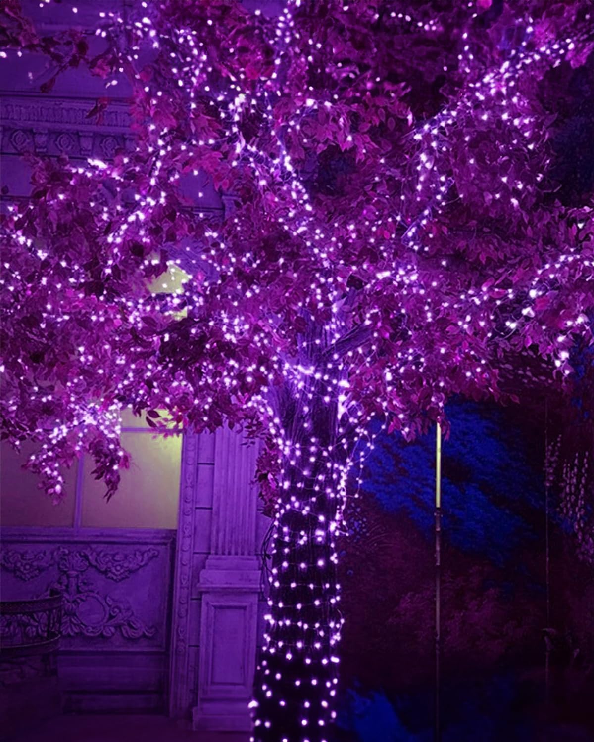 Twinkle Star 39.4 FT 120 LED Outdoor Solar String Lights, Solar Powered Halloween Decorative Fairy Lights with 8 Modes, Waterproof Black Wire Light Christmas Patio Yard Wedding Party, Purple, 2 Pack