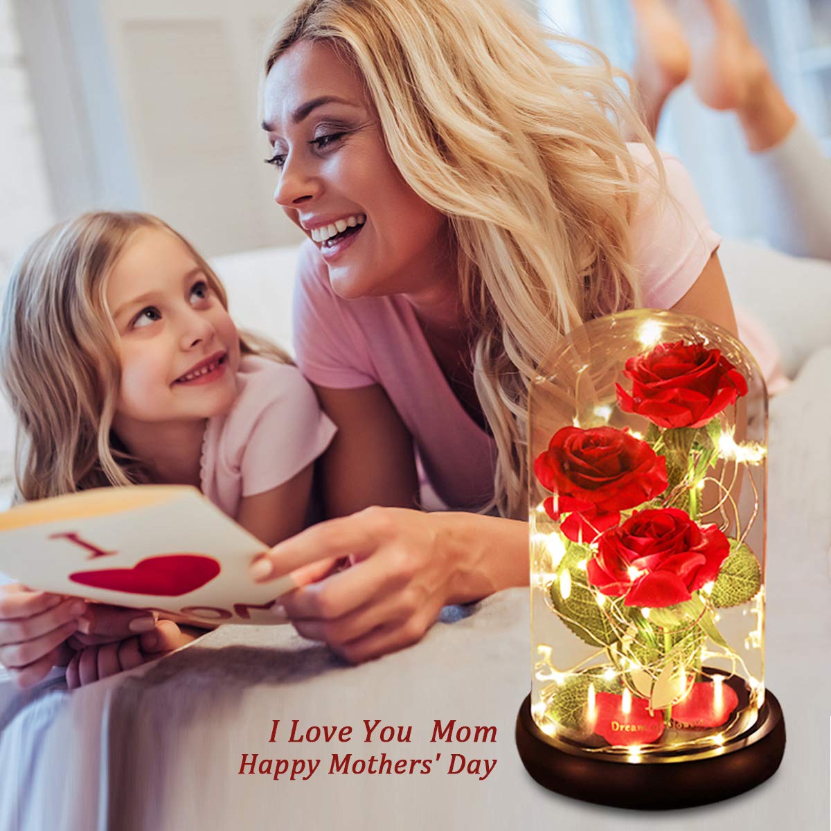 Mothers Day Mom Gifts for Mom,Beauty and The Beast Rose Light Up in Glass Dome,Preserved Flowers Prime Delivery Flowers Gifts,Birthday Gifts for Women Girlfriend Wife Anniversary,Valentines,Wedding