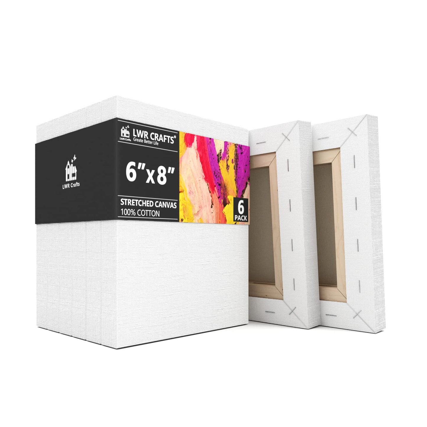 CRAFTS Stretched Canvas 6" X 8" Pack of 6