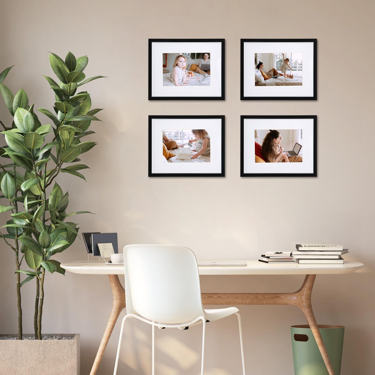 8x10 Black Picture Frame Set of 10, Bulk Collage Frames for Photos 5x7 with Mat or 8x10 without Mat, Table Top and Wall Mounting Decor