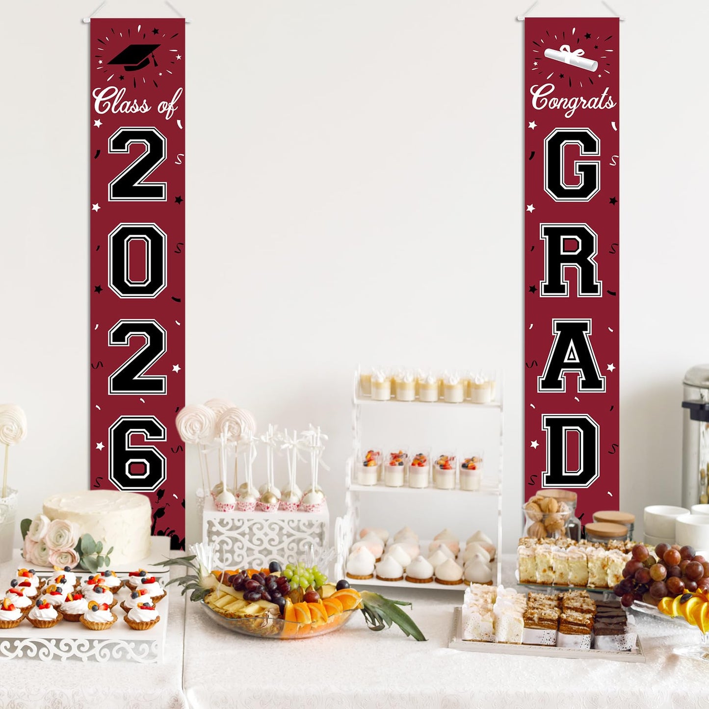2026 Graduation Decorations, Graduation Banner Class of 2026, Hanging Congratulations/Congrats Grad Banner for Door and Porch, Party Decor - Maroon